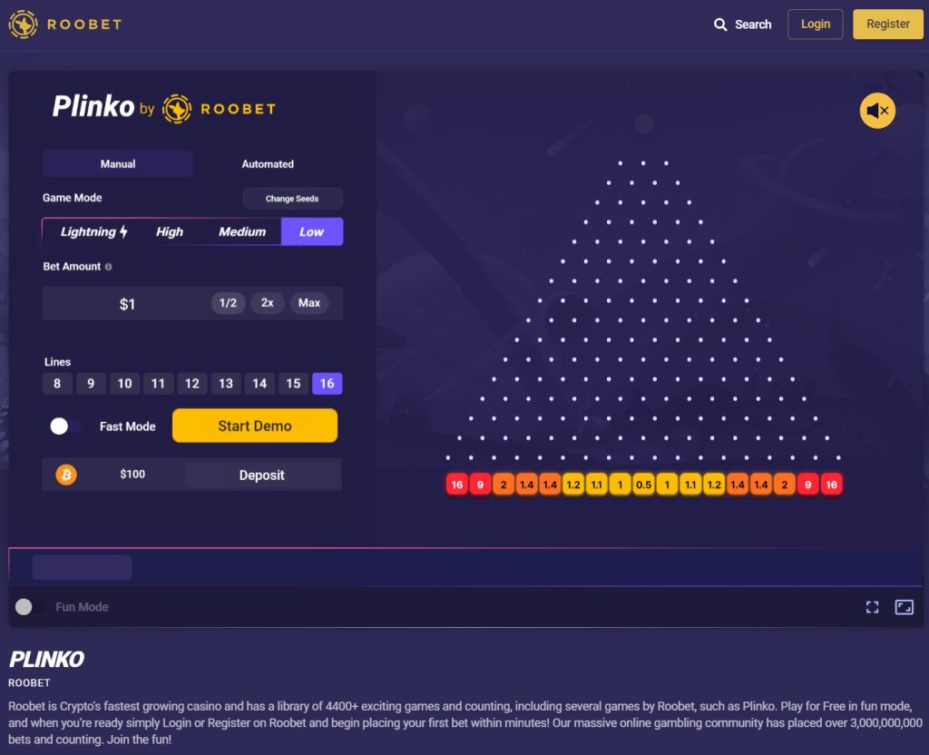 Sumérgete en Plinko - Juega con dinero real - Sitio de casino en línea